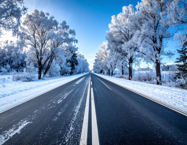 road covered with ice, blue background 111156
